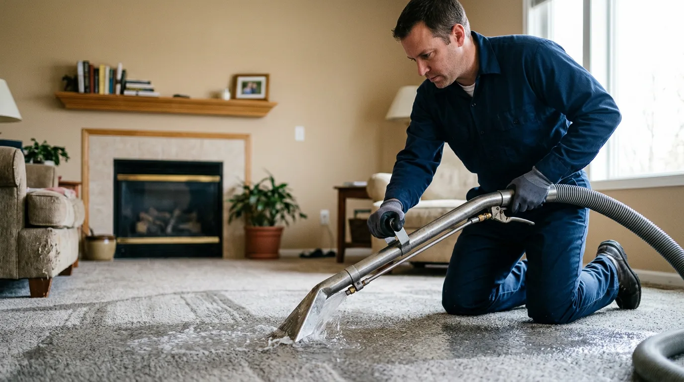 Water damage restoration technician working near Boonville, IN